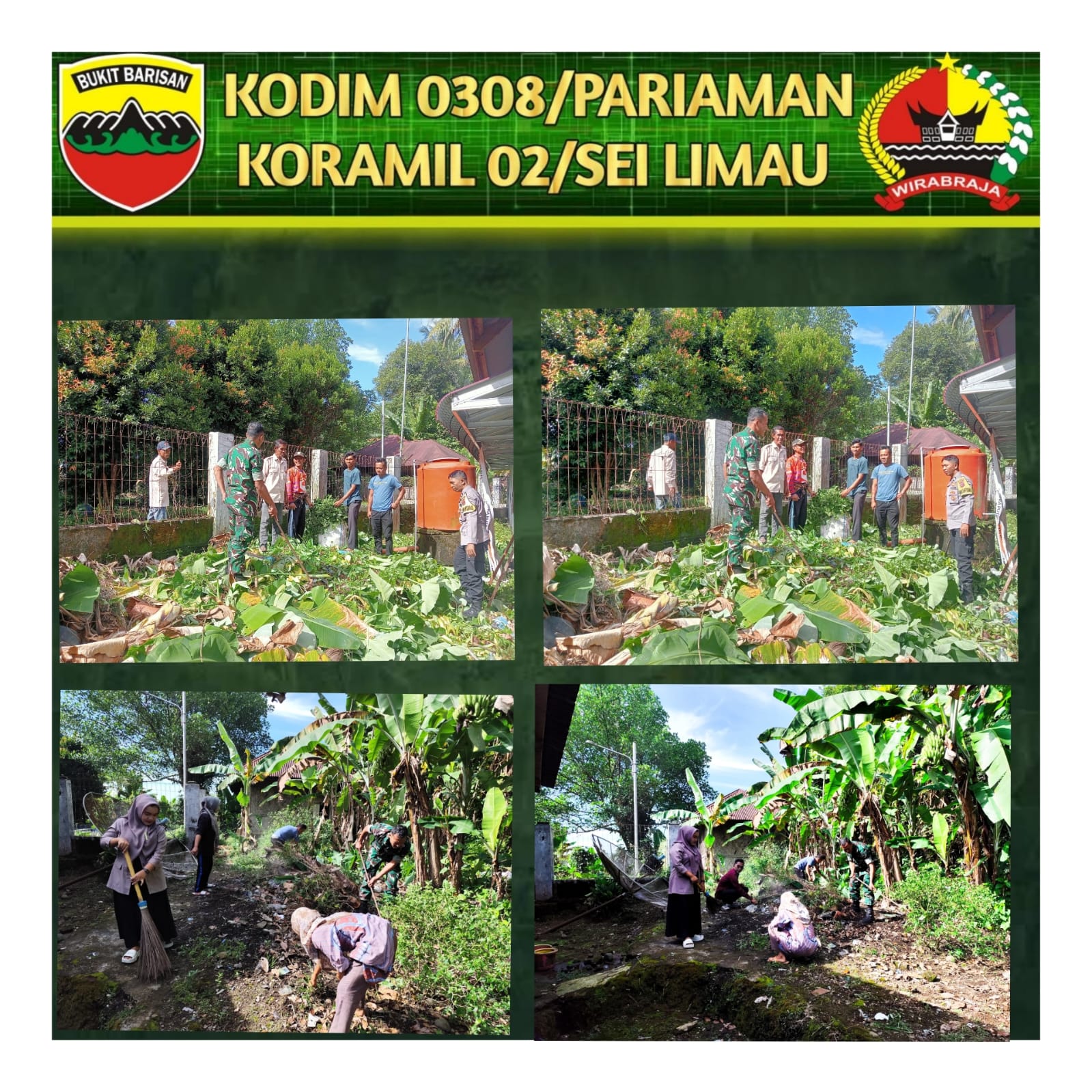 Babinsa Koramil 02/Sungai Limau Bersama Warga Goro Pembersihan Area Lingkungan Kantor Wali Nagari Malai V Koto Timur