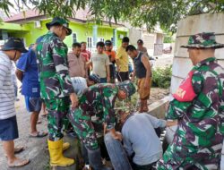 Danramil-03/Mattiro Bulu Kodim 1404/Pinrang Pimpin Kerja Bakti Bersihkan Saluran Air