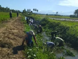Persiapan turun Sawah, Babinsa Koramil-04 Kodim-1404/Pinrang Bersihkan Saluran Irigasi Bersama Petani