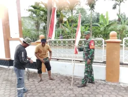 Babinsa Melaksanakan Kegiatan Karya Bakti Bersama Warga Desa Binaan Dengan Penuh Semangat